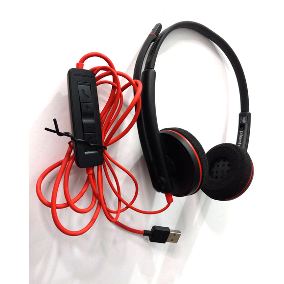 Plantronics Model C3220 Blackwire Black Red Computer Headset - Picture 2 of 9